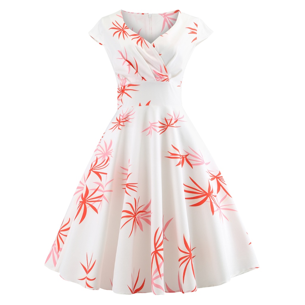 Elegant short-sleeve dress with a V-neckline – a classic design with a modern, stylish touch