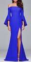 Elegant Off-Shoulder Maxi Evening Dress with Side Slit – Solid Color Design