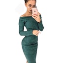 Elegant women's dress with a slim fit, off-the-shoulder design, and long sleeves — perfect for modern looks