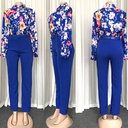 Elegant women's two-piece set with modern prints and a refined European design