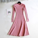 Knitted A-line dress featuring a round neckline and long sleeves, combining elegance and comfort for a perfect look