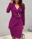 Slim-fitting dress that accentuates the waist and hips, featuring a front button-up design for an elegant and attractive look