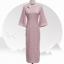 Elegant women's dress with a slim fit and wide sleeves, featuring a unique design that adds a modern, distinctive touch