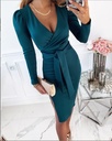 Women's solid color dress with an elegant bandage design and V-neckline – perfect for everyday looks