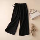 Women's Retro-Inspired High-Waisted Casual Pants with Side Lace-Up and Elastic Waistband