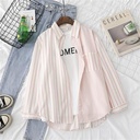 Colorblock vertical striped shirt made from a cotton and linen blend, offering a stylish and comfortable look