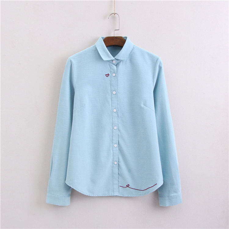 Elegant Women's Shirt Adorned with Heart Embroidery – Crafted from Premium Fabric, Perfect for Daily Wear