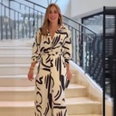 بنطال واسع كاجوال نسائي بخصر مرتفع وزخارف زهرية