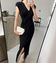 Elegant midi dress made from knitted ice linen silk fabric, offering a luxurious touch and a refreshing look—perfect for summer outfits