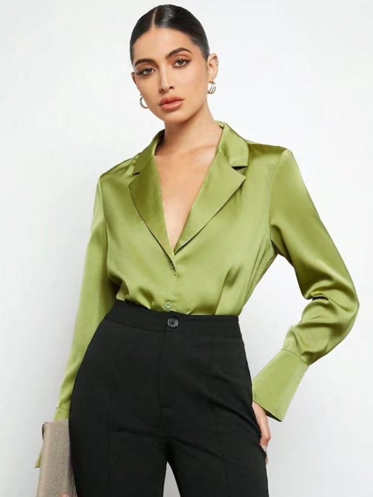 Women's long-sleeve shirt with a European and American design — perfect for modern everyday looks