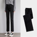 High-waisted slim straight-leg jeans
