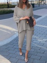 Comfortable women's cotton and linen set with a shirt and elastic waist pants