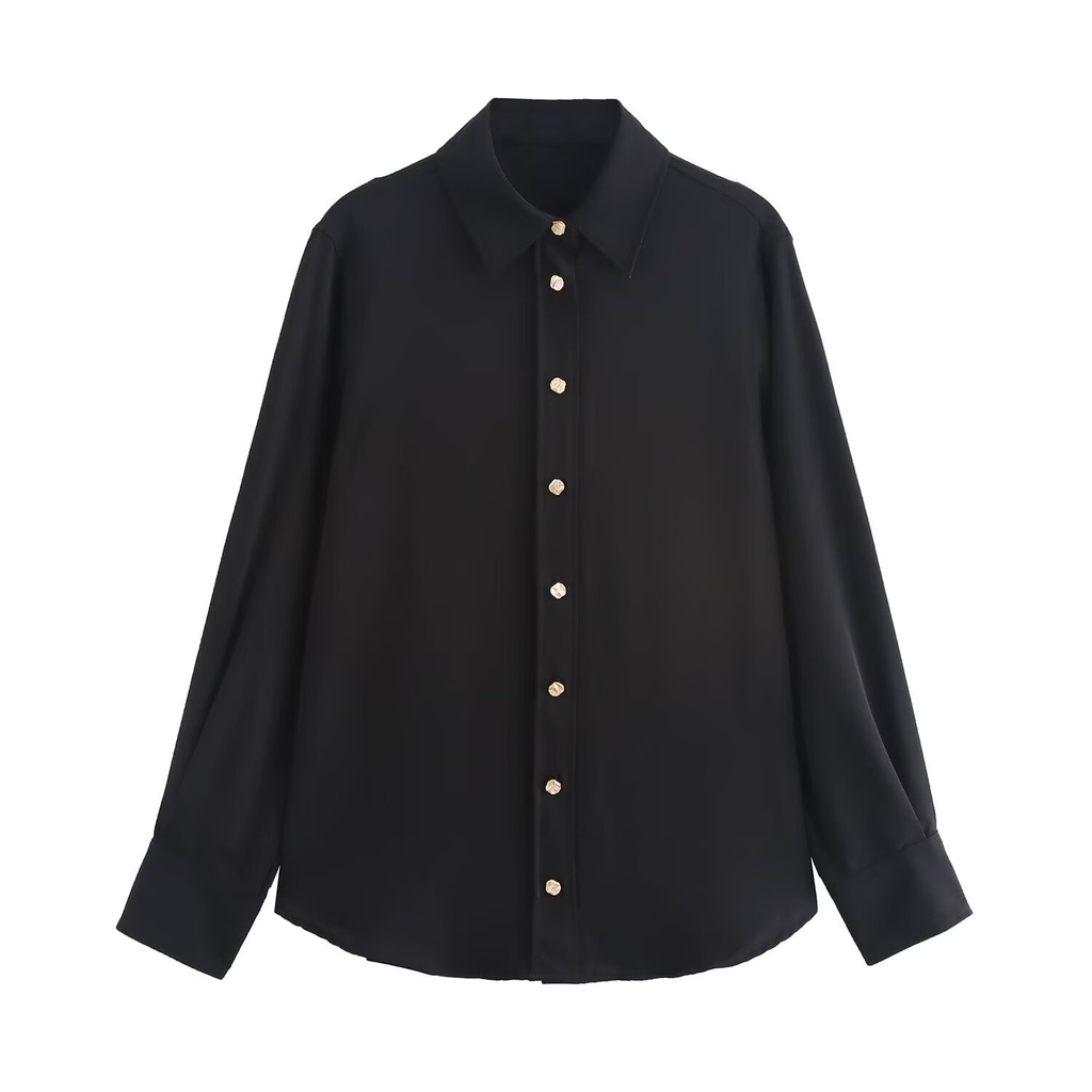 French-style shirt with gold buttons, tassels, and long sleeves