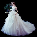 A wedding dress with an elegant French design that gives you a captivating look and adds a touch of distinction