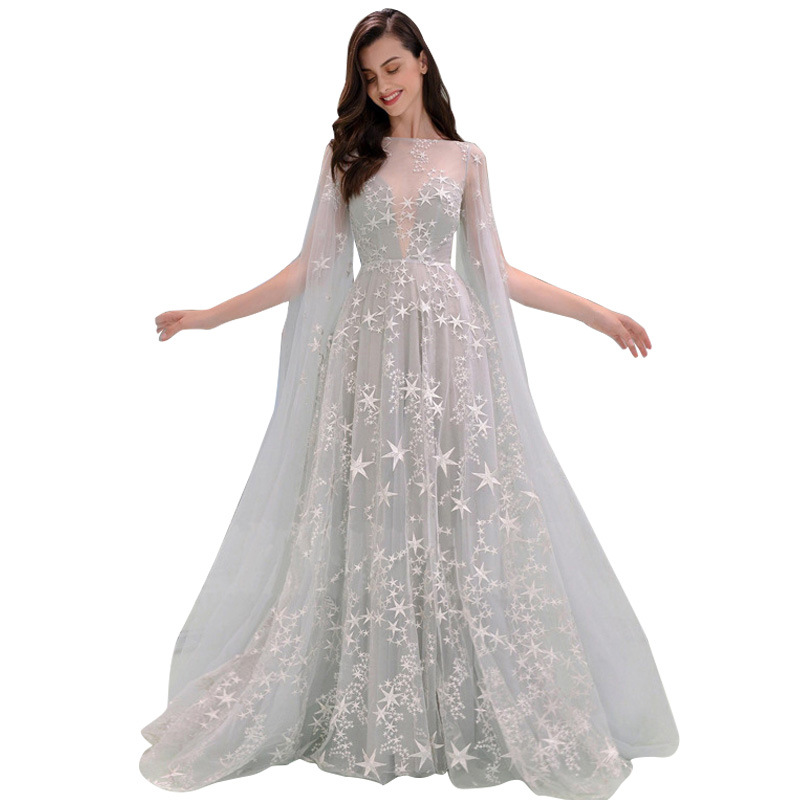 Elegant one-shoulder dress with shimmering star details for a captivating look