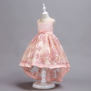 Soft girls' dress made of layered tulle with elegant 3D embroidery for a charming look on special occasions