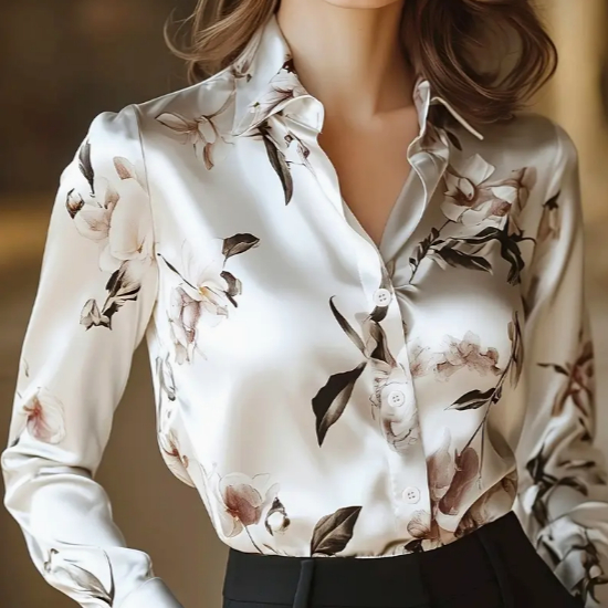Elegant satin shirt with modern prints that adds a refined touch to your look