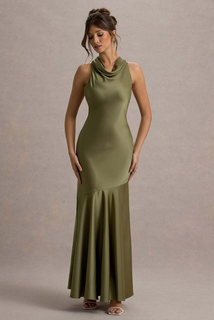 An elegant French-inspired fishtail banquet dress featuring a graceful off-shoulder silhouette