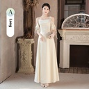 An elegant evening gown in a luxurious champagne hue