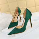 Elegant and stylish shoes with high thin heels and a shallow-cut front design