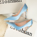 Women’s satin stiletto pointed‑toe shoes with a feminine floral touch