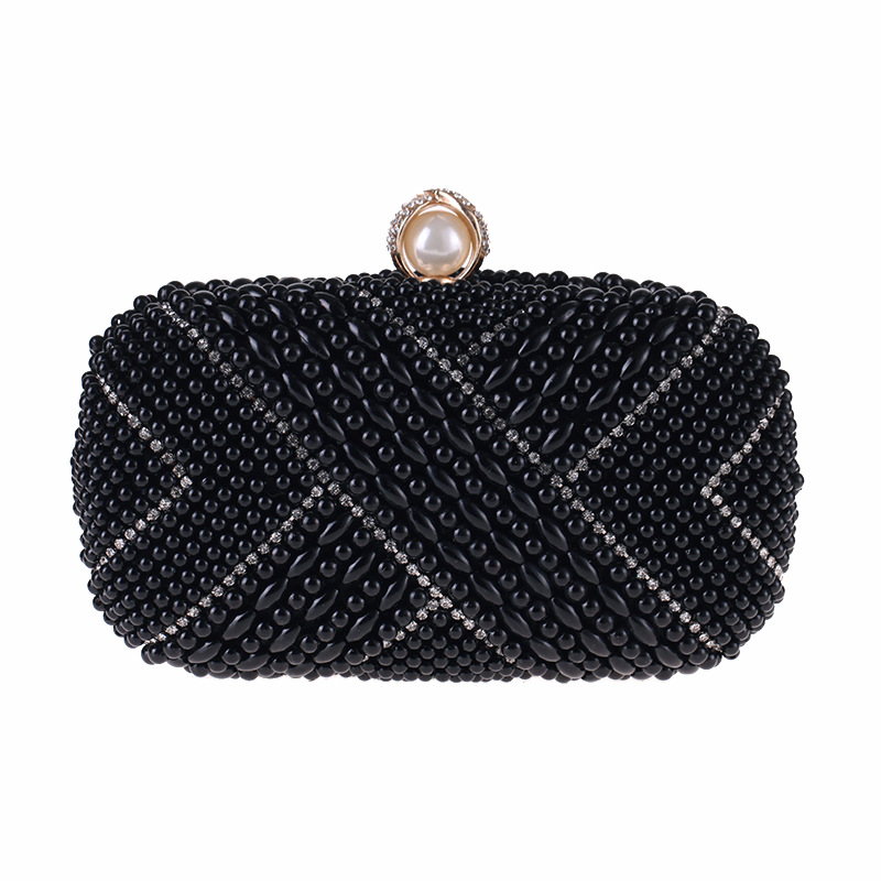 Women's small square handbag adorned with pearls