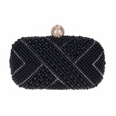 Women's small square handbag adorned with pearls