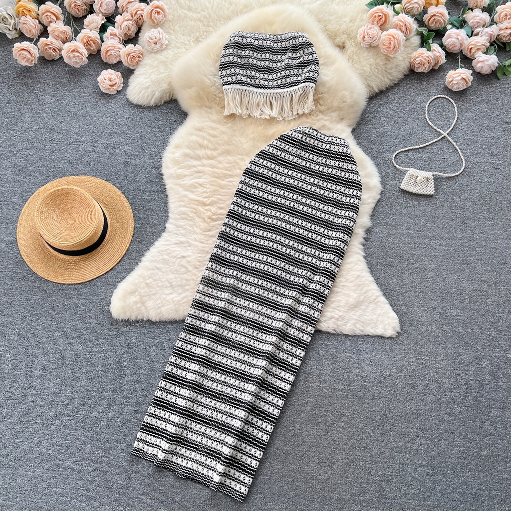 American Retro Knitting Suit Women's French Minority