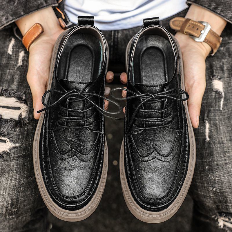 Men’s British-style casual genuine leather shoes, featuring high breathability