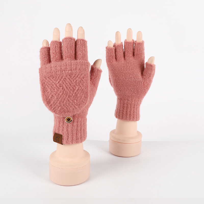 Children’s Winter Warm Flip Gloves with Elegant Pattern