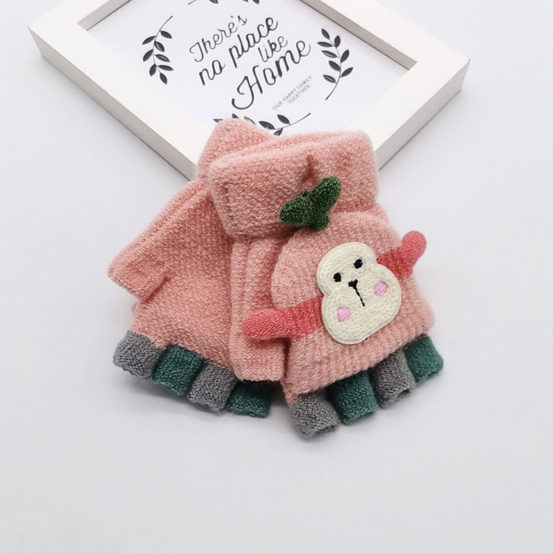 Warm Knitted Wool Half-Finger Gloves with Elegant Design