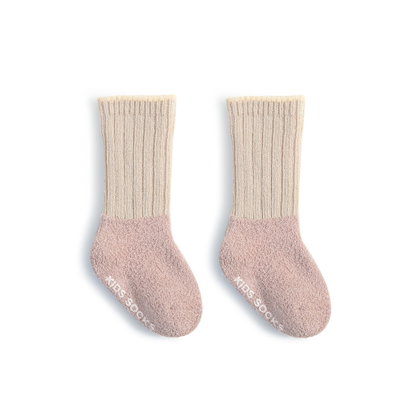 Baby socks made of combed cotton with thick fleece lining