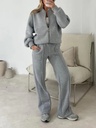 Fashionable Casual Two-Piece Set – Solid Color Long-Sleeve Zipper Sweater & Trousers