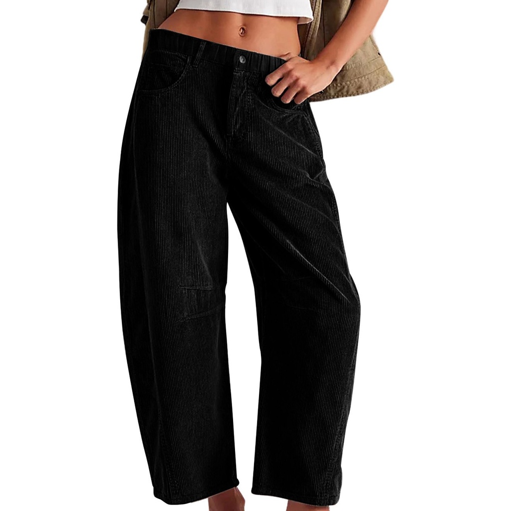 Women's Loose Straight Corduroy Trousers – European & American Style