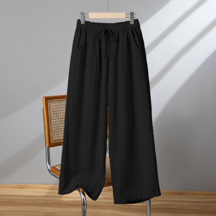 Women's Lightweight Straight-Leg Casual Pants with Drawstring