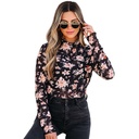 Women’s Long Sleeve Blouse with Floral Print and High Neck