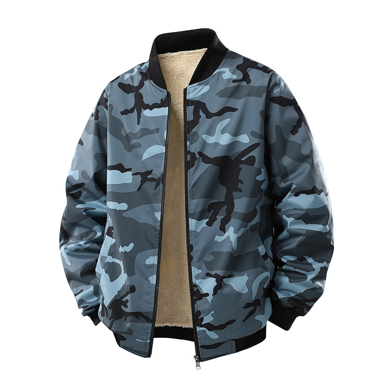 Men’s Thickened Casual Camouflage Jacket with Fleece Lining