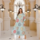 Elegant chiffon dress adorned with beads in a Turkish design inspired by Dubai and Middle Eastern fashion 