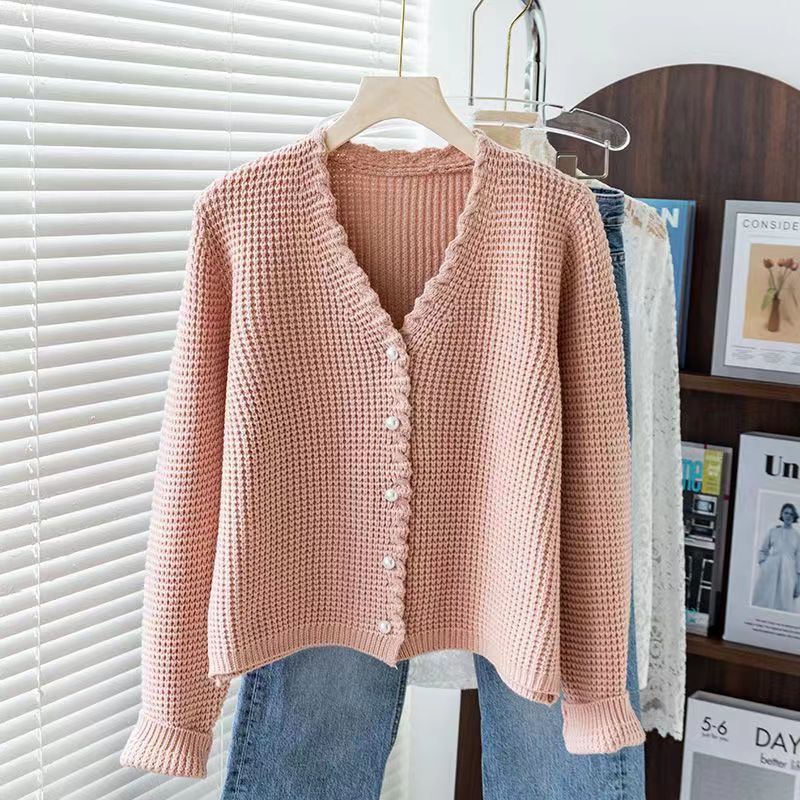 Women’s Knitted Cardigan – Versatile V-neck Outerwear
