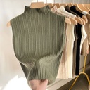 Women’s Sleeveless Knitted Blouse, Korean Style, with Half Turtleneck