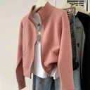 Plus Size Zipper Cardigan Jacket with Stand Collar