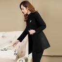 Mid-Length Woolen Coat with Stand Collar