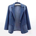 Solid Color Denim Jacket with Front Button Closure