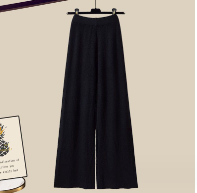 Women’s 3-Piece Set: Knitted Sweater with Shirt and Wide-Leg Pants
