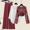 طقم نسائي 3 قطع بتصميم فضفاض من تريكو خفيف وبأسلوب بولوفر