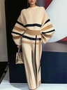 Color-Block Crew Neck Women’s Pullover with Matching Pants – Trendy Fashion Set