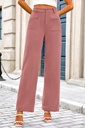 High-Waist Stretch Wide-Leg Pants with Button Detail