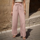 Elastic Waist Trousers with Ruffled Lotus Leaf Design