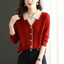 Women’s Knitted Sweater Top with Fake Two-Piece Design