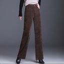 Solid Color Chenille Corduroy Wide-Leg Trousers